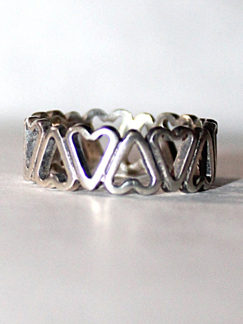 Sterling Silver Open Work Heart Band Ring